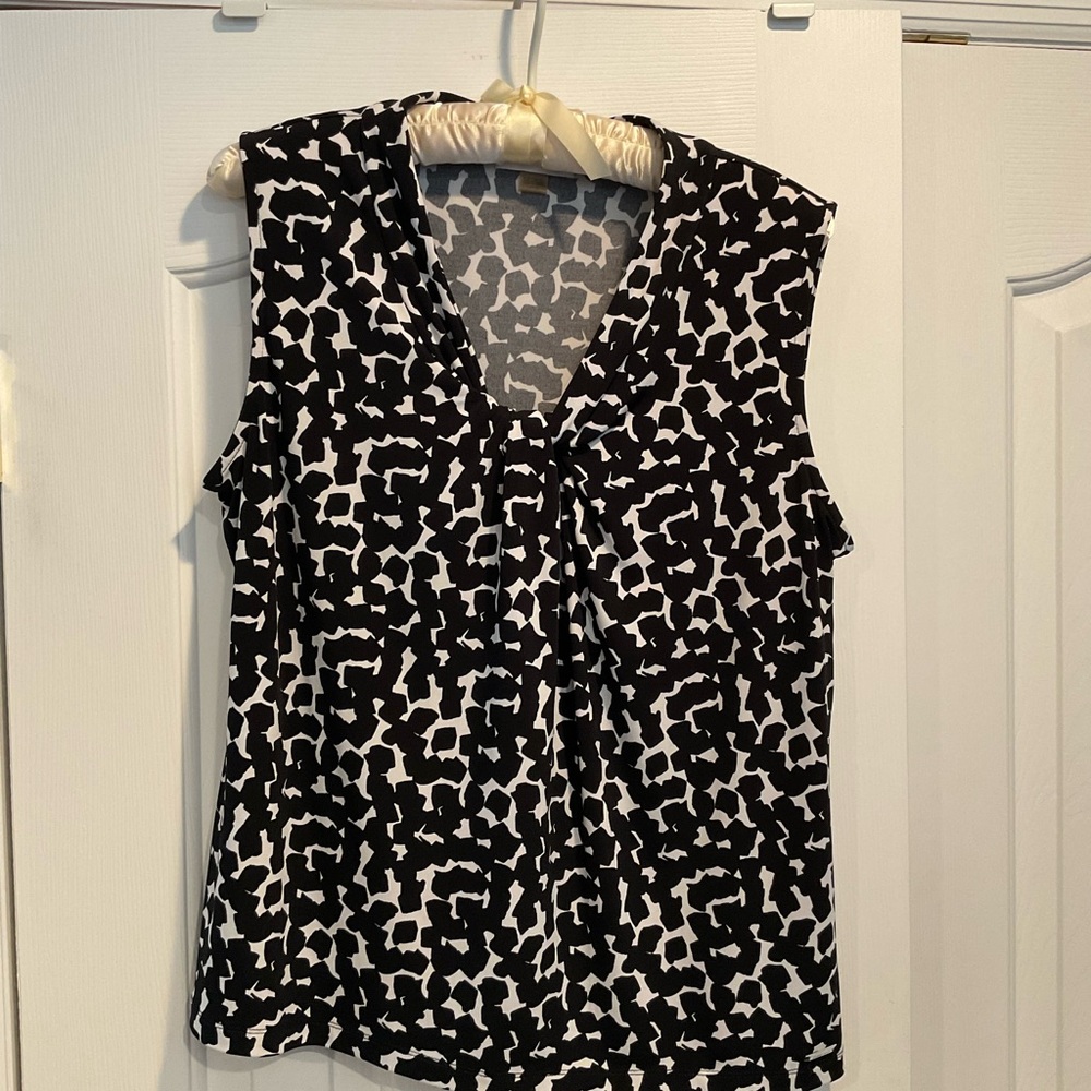 Calvin Klein Black and White Sleeveless Blouse